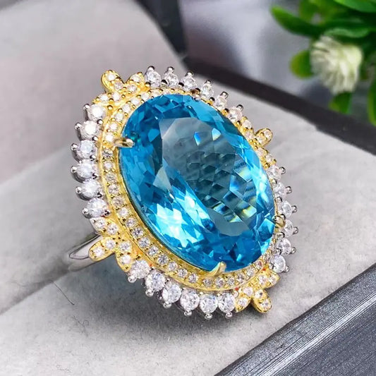💍 Anillo de Topacio Azul Natural en Plata S925 — Elegancia Atemporal para Mujeres (y Hombres)