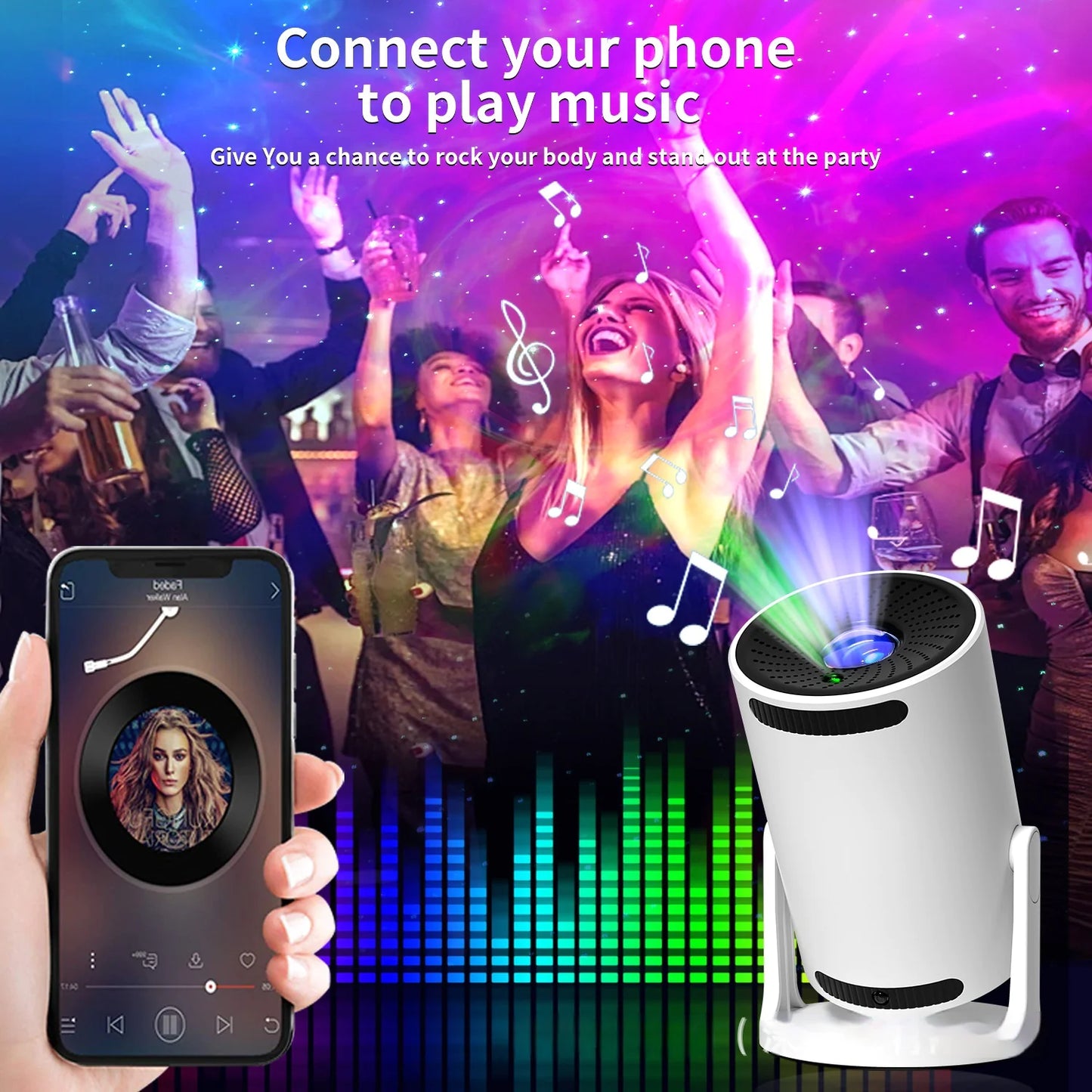 ✨ Lámpara Proyectora Barril — Cielo Estrellado con Nebulosa + Altavoz Bluetooth