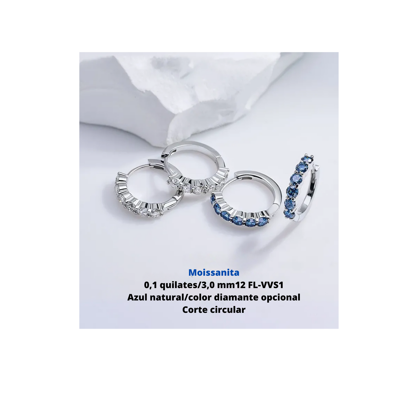 Серьги с круглым синим муассанитом