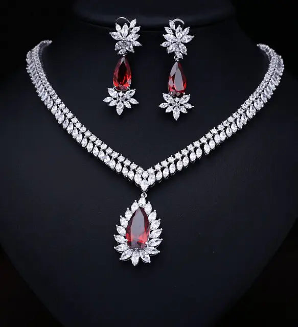 👰 Conjunto de Collar de Novia con Pendientes de Zirconia AAA — Elegancia y Brillo para Tu Gran Día