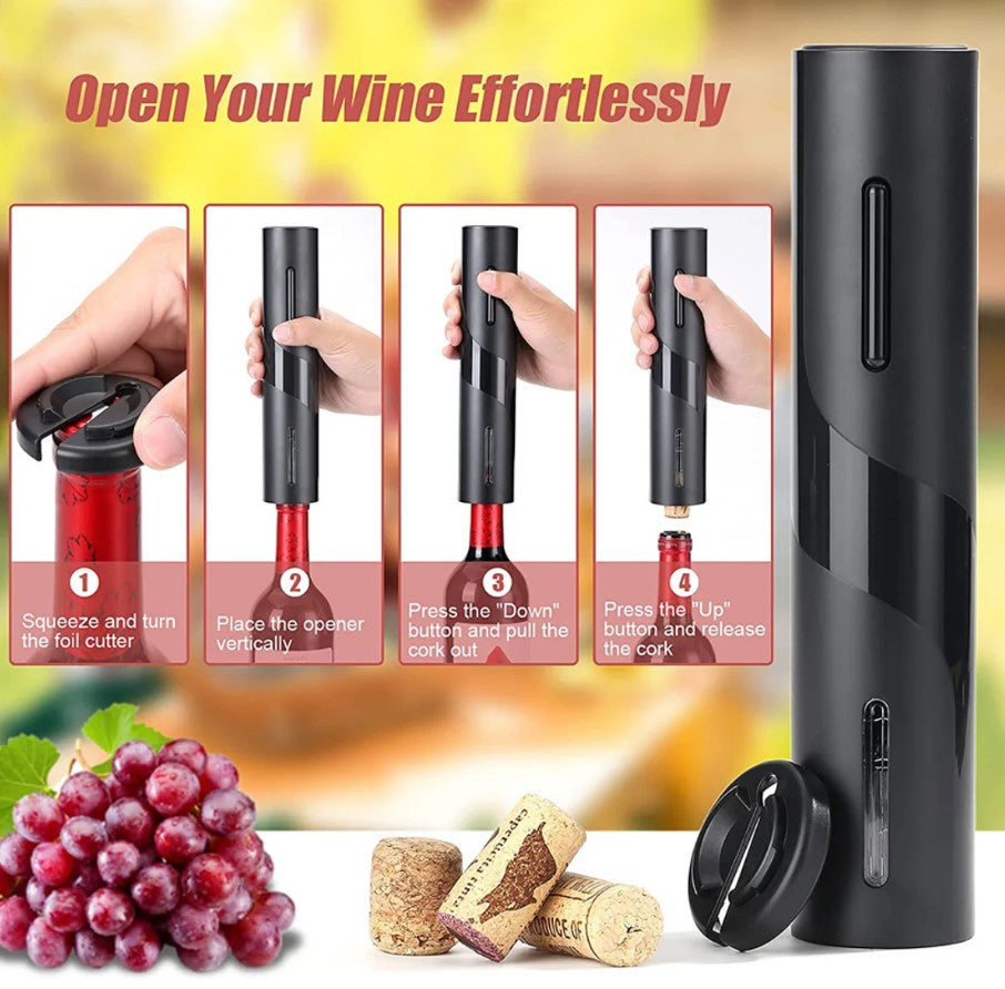 ALBEZON® VINOPULSE™ 4X – Set 4 en 1 Sacacorchos Eléctrico Premium | Abre, Sirve y Disfruta