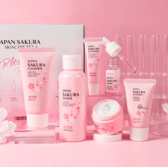 🌸 Cherry Blossom Facial Care Set — 6 Pieces