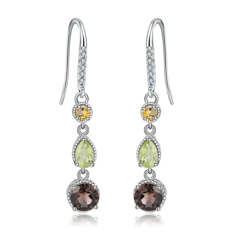 💎 Pendientes de Plata S925 con Piedras Preciosas Naturales — Estilo Geométrico Moderno para Mujer