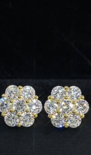 💎 Silver Earrings with 5.0 mm Moissanite and Flower Design — Timeless Elegance and Dazzling Shine