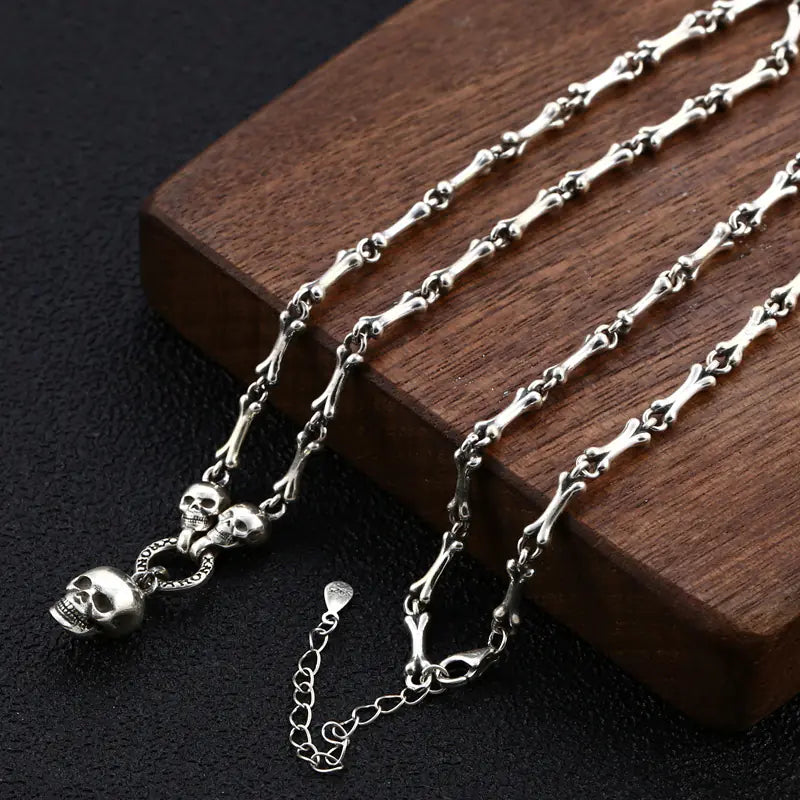 Ожерелье с подвеской в виде черепа из стерлингового серебра S925 для мужчин и женщин