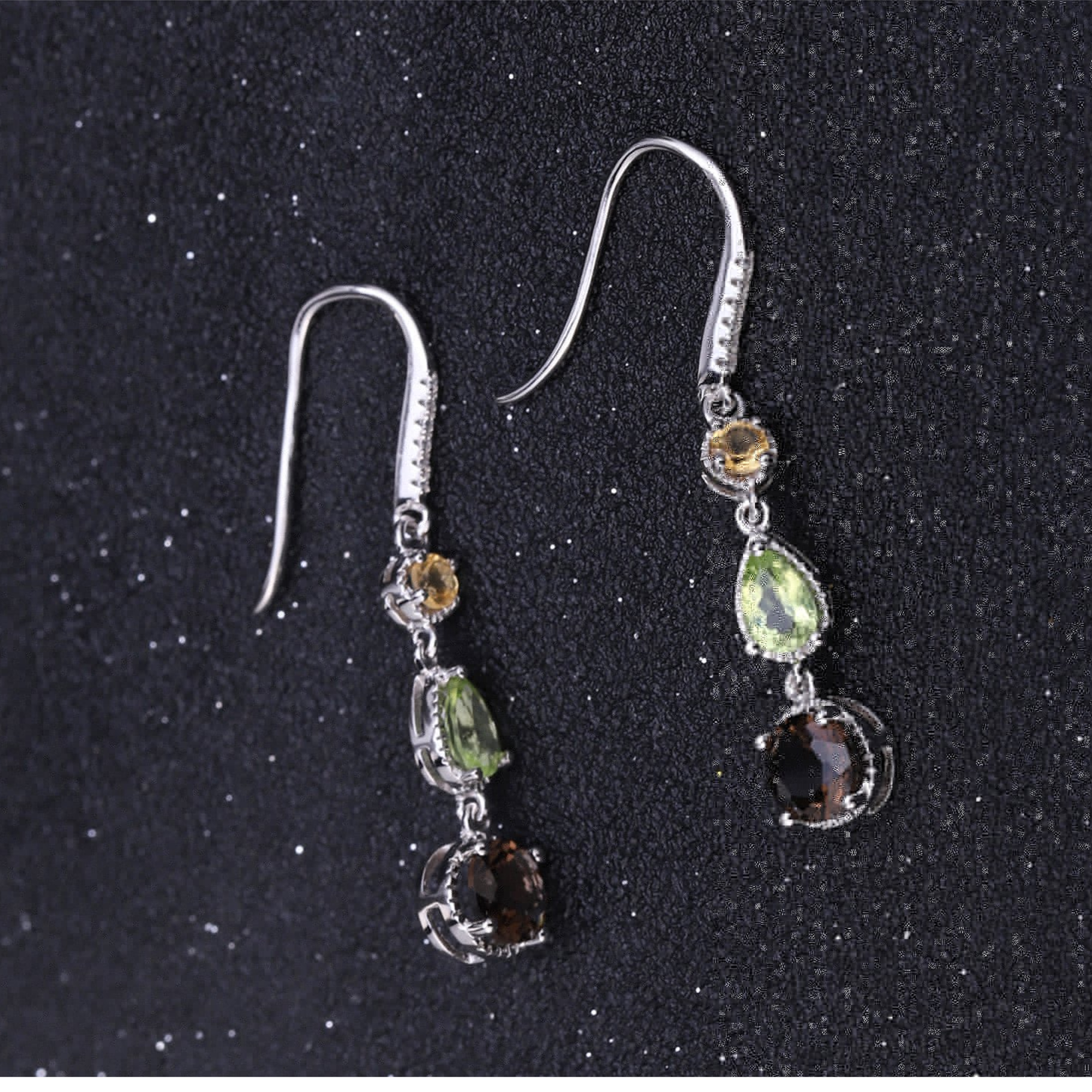 💎 Pendientes de Plata S925 con Piedras Preciosas Naturales — Estilo Geométrico Moderno para Mujer