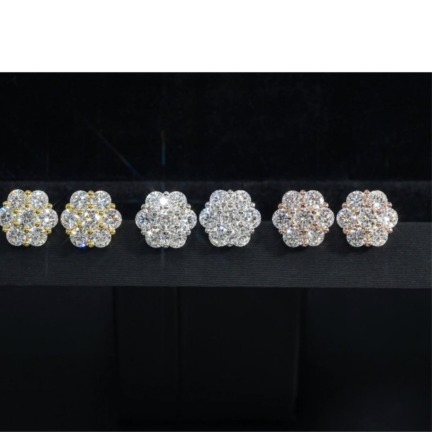 💎 Silver Earrings with 5.0 mm Moissanite and Flower Design — Timeless Elegance and Dazzling Shine