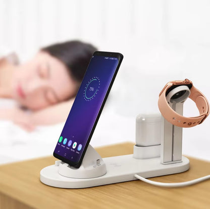 ALBEZON® TRIENERGY™ 3X – Estación de Carga Inteligente para Celular, Reloj y Auriculares | Ordena y Carga Todo