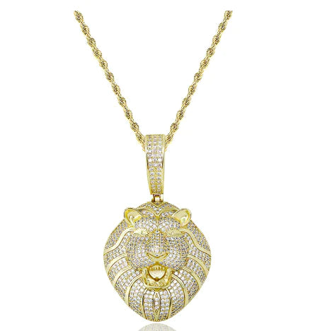 🦁 Colgante de Cabeza de León Completa con Circonita — Poder, Estilo y Lujo Urbano