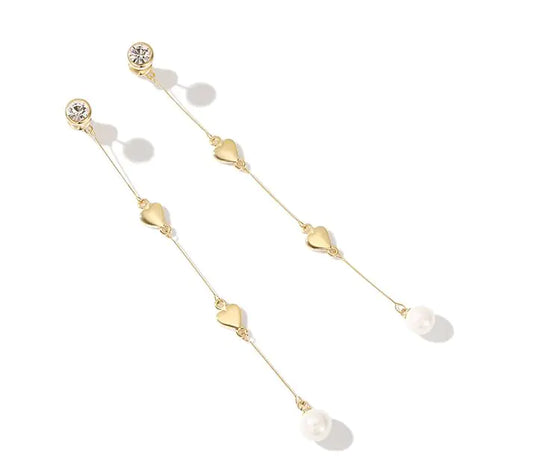 💖 Heart-Shaped Dangle Earrings with Long Tassels — Elegance that Captivates