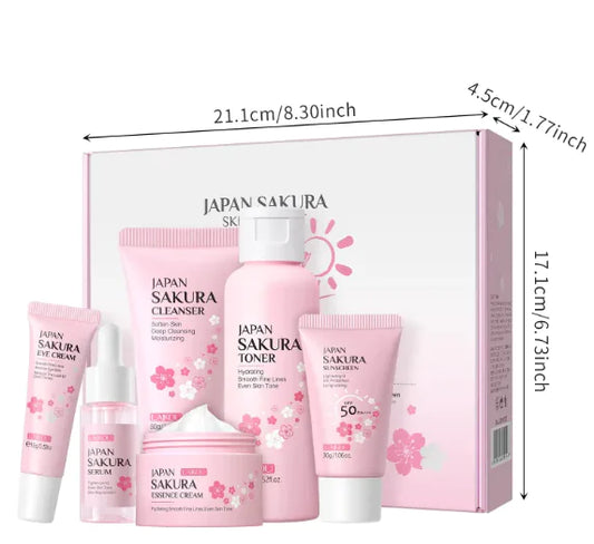 🌸 Set de Cuidado Facial de Flor de Cerezo — 6 Piezas
