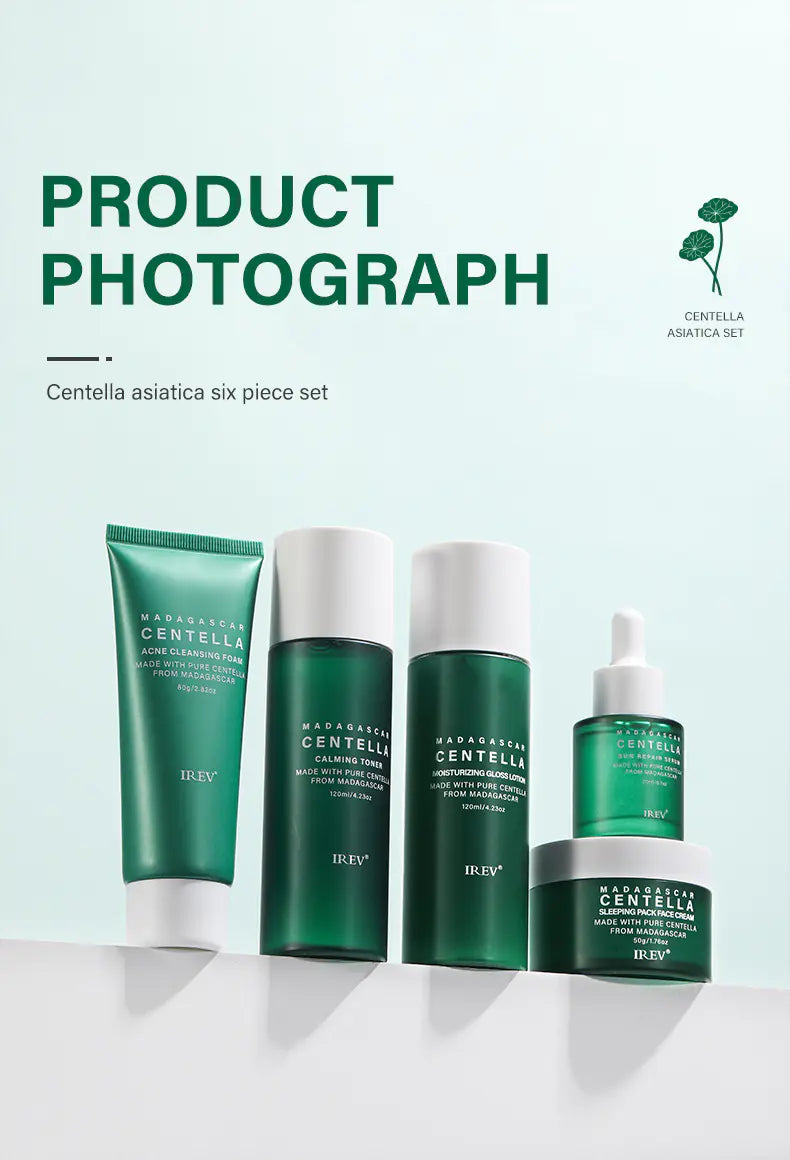 ✨ Set de Cuidado Facial de Centella Asiática – 5 Piezas para Hidratación, Calma y Renovación Total