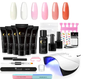 💅 Kit Profesional de Uñas con Gel Polygel y Lámpara UV (Juego Completo)