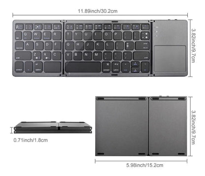 ALBEZON® FLEXKEY™ TOUCH PRO – Teclado Plegable Inalámbrico con Panel Táctil | Productividad Total Donde Estés