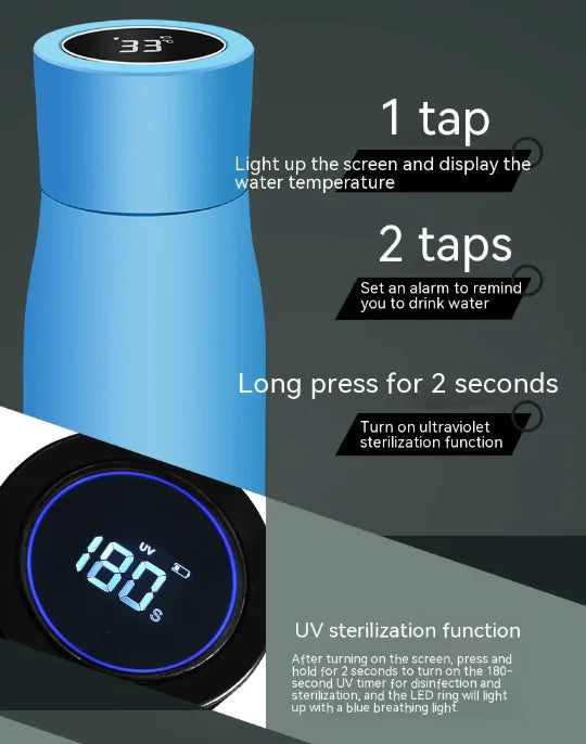 🥤 Botella Térmica Inteligente con Pantalla de Temperatura y Esterilización