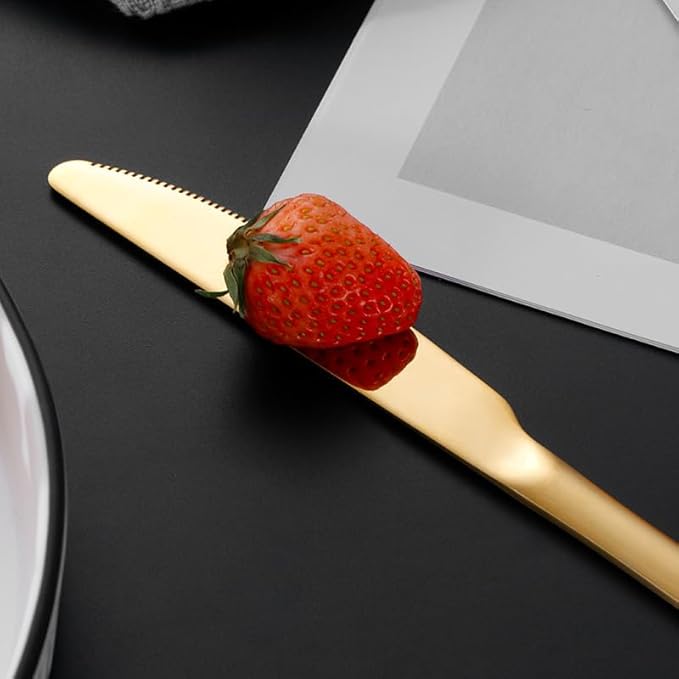 ALBEZON® AUREA™ 24 – Juego de Cubiertos Dorados de 24 Piezas | Elegancia que Se Nota en la Mesa