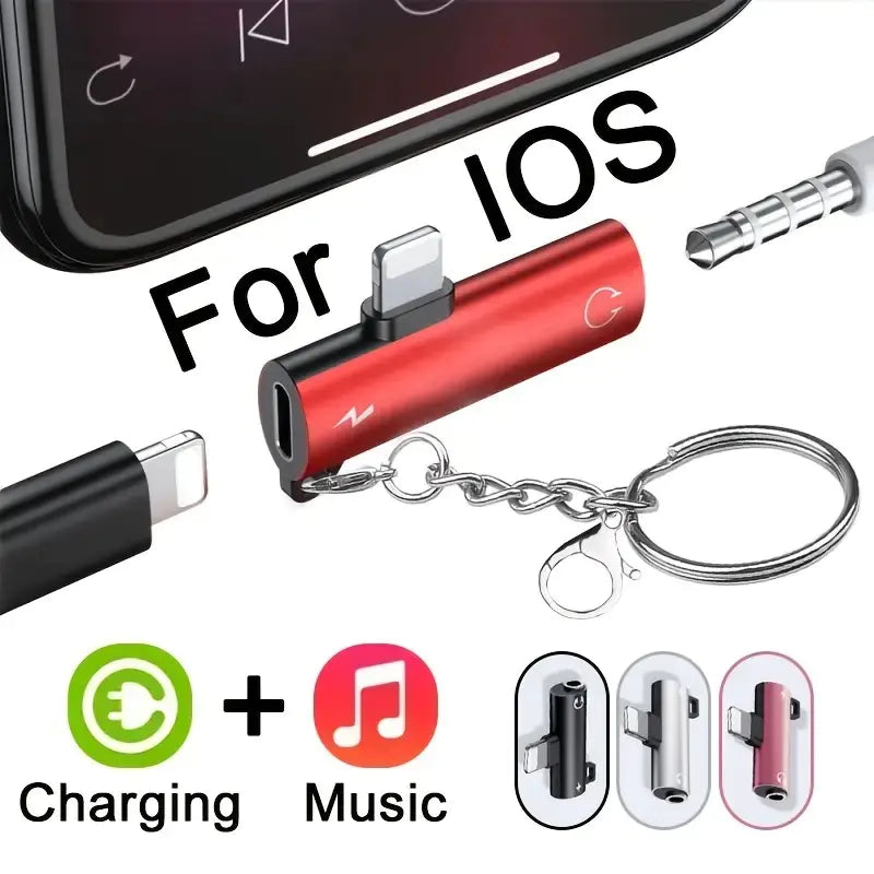 🎧 Adaptador Doble Divisor Key Buckle 2 en 1 — Carga y Audio Simultáneo para Dispositivos Apple