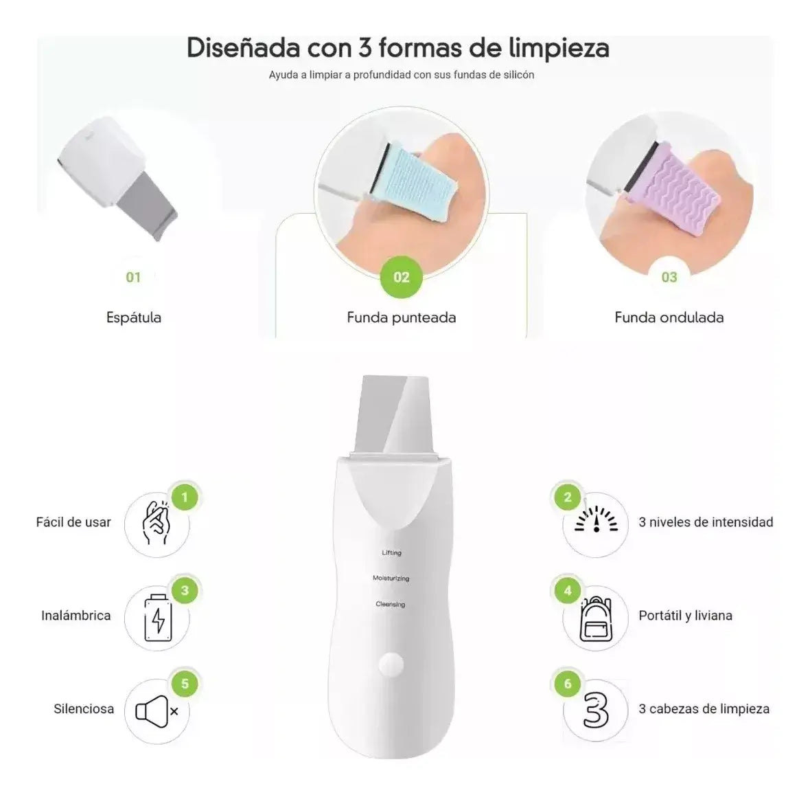 ALBEZON® PURESONIC™ – Limpiador Ultrasónico Facial Profesional | Piel Limpia, Suave y Radiante