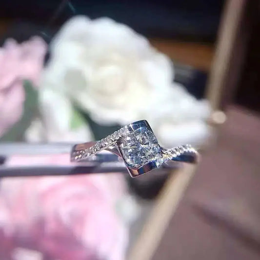 💍 Moissanite Angel Kiss Ring in 18 Karat White Gold — Elegance, Romance and Eternity