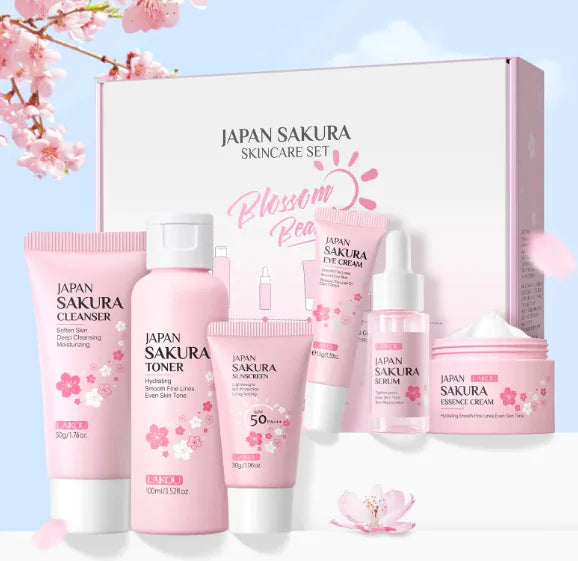 🌸 Cherry Blossom Facial Care Set — 6 Pieces