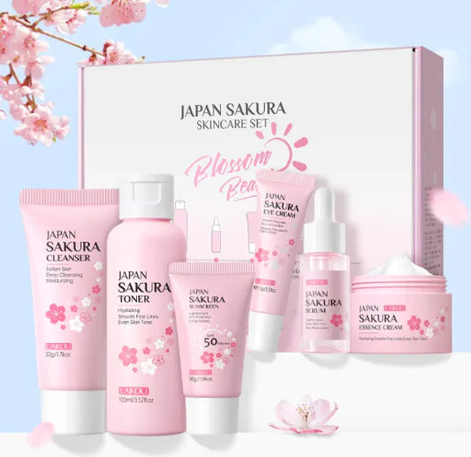 🌸 Set de Cuidado Facial de Flor de Cerezo — 6 Piezas