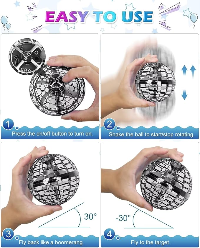 ALBEZON® AERONOVA™ X2– Pelota Voladora Inteligente con Luces LED | Diversión que Desafía la Gravedad