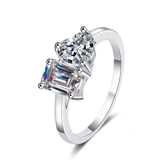 💎 Moissanite “Sugar Cube” Ring in Sterling Silver S925 — Modern, Elegant and Dazzling