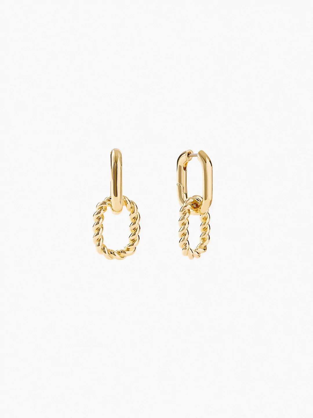 💫 Double Ring Earrings in Sterling Silver Plated with Gold — Modern and Sophisticated Elegance