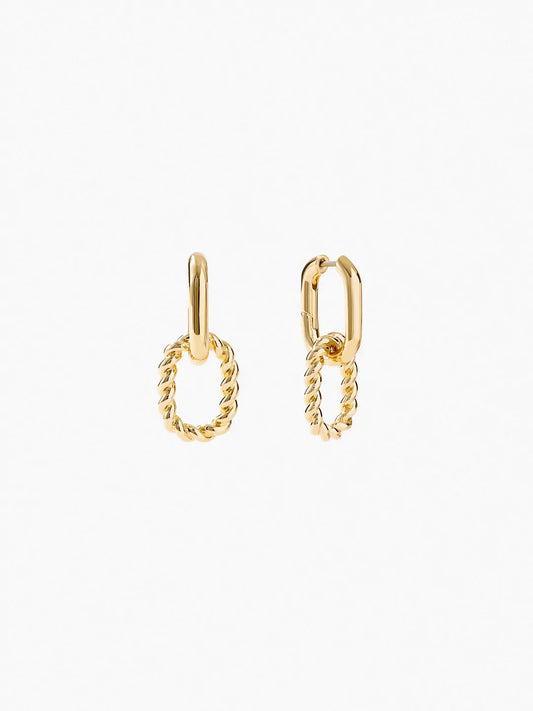 💫 Double Ring Earrings in Sterling Silver Plated with Gold — Modern and Sophisticated Elegance