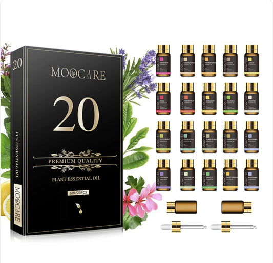 🌿 Set de 20 Aceites Esenciales de Aromaterapia – 100% Naturales y Puros