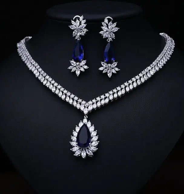 👰 Bridal Necklace and AAA Zirconia Earrings Set — Elegance and Sparkle for Your Big Day