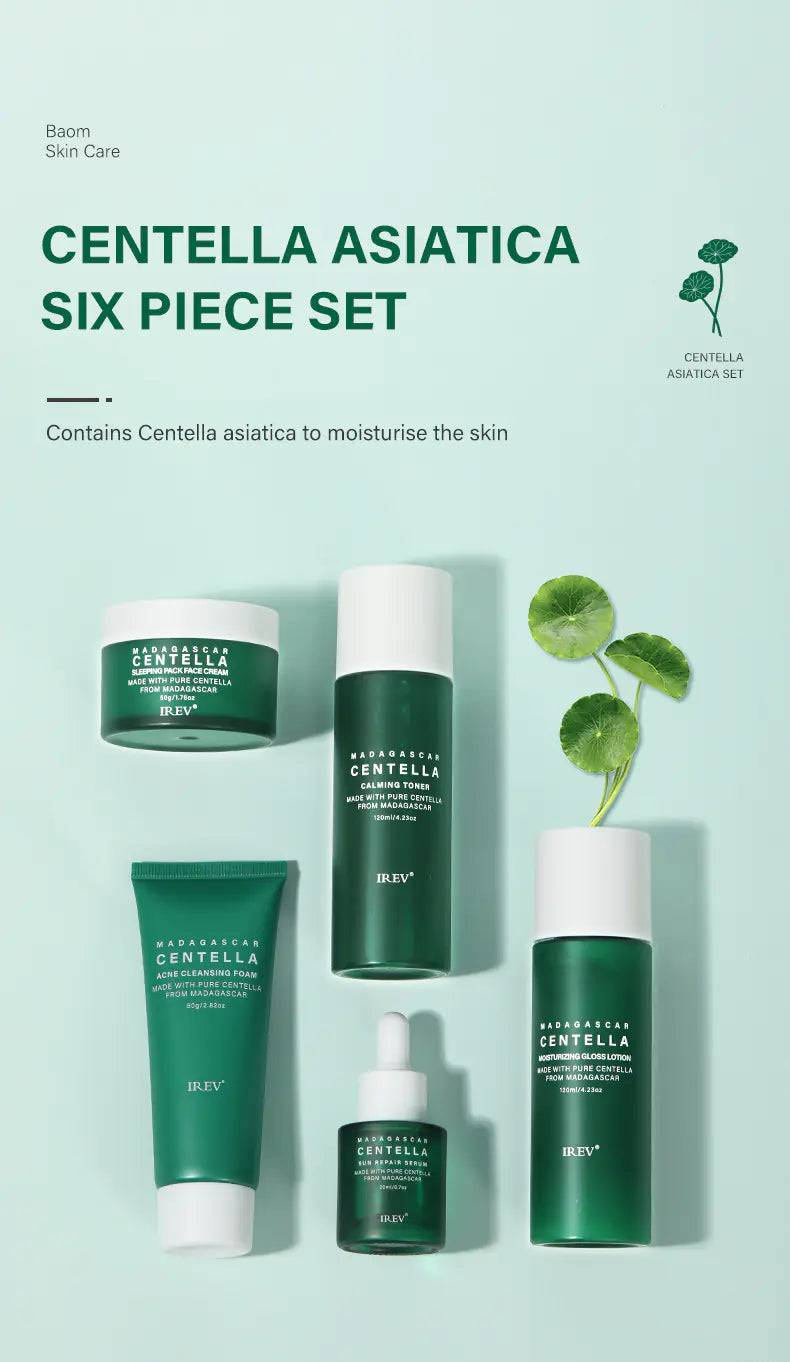 ✨ Set de Cuidado Facial de Centella Asiática – 5 Piezas para Hidratación, Calma y Renovación Total