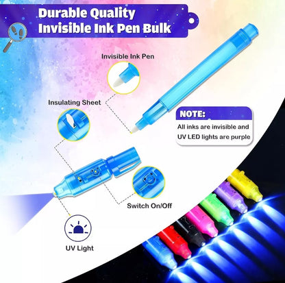 ALBEZON® INVISYNC™ 12 – Pack de 12 Lápices Invisibles con Tinta UV | Mensajes Secretos