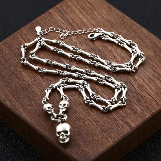 💀 Sterling Silver Skull Pendant Necklace S925 — Unisex (Men and Women)