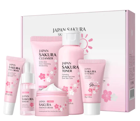 🌸 Cherry Blossom Facial Care Set — 6 Pieces