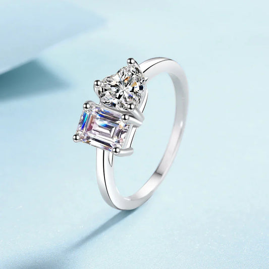 💎 Moissanite “Sugar Cube” Ring in Sterling Silver S925 — Modern, Elegant and Dazzling