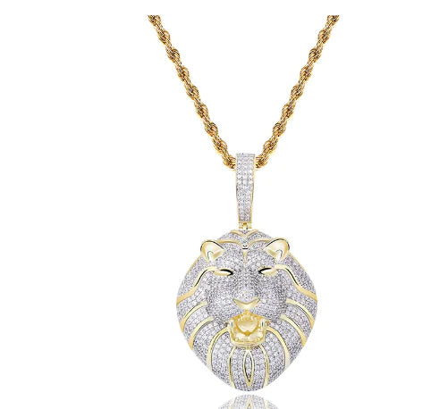 🦁 Colgante de Cabeza de León Completa con Circonita — Poder, Estilo y Lujo Urbano